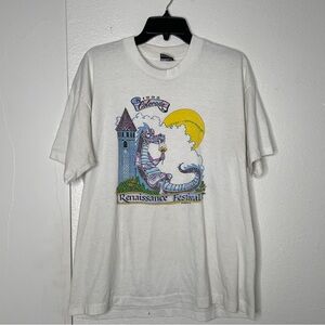 RARE 1995 COLORADO RENAISSANCE FAIR DRAGON & CASTLE GRAPHIC TEE SZ XL